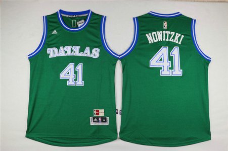 Maillot De Basket Dallas Mavericks Dirk Nowitzki 41 Tissus Sportif Fans Edition Vert